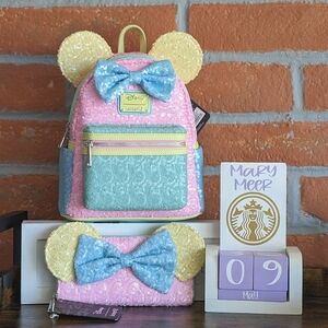 BNWT Loungefly Disney Limited Edition Minnie Mouse Pastel Sequin Bundle